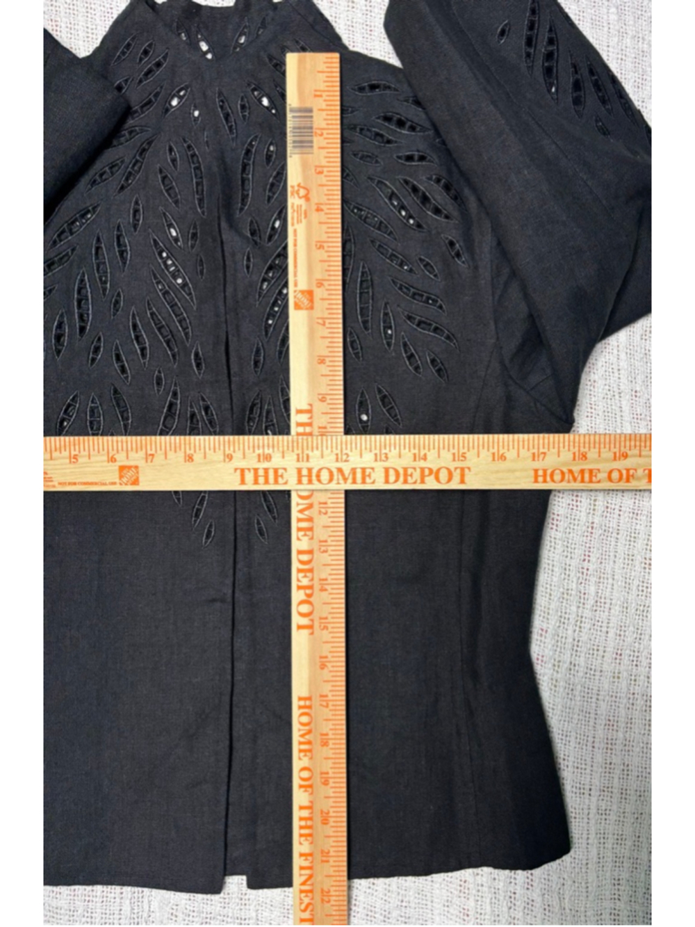 Vintage Carlisle 98% Linen Luxurious Black Embroidered Open Front Jacket SZ 2 - Picture 5 of 6